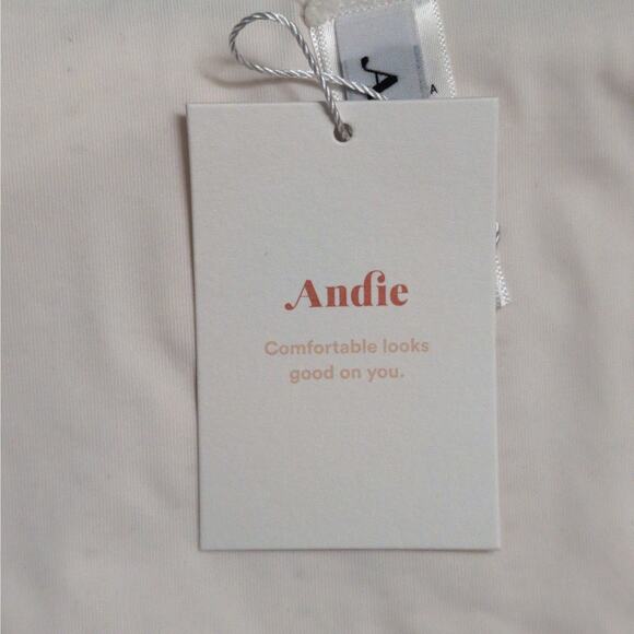 Andie 90s High Waisted Bikini Bottom Coconut (White / Cream) Textured S New - Picture 10 of 11